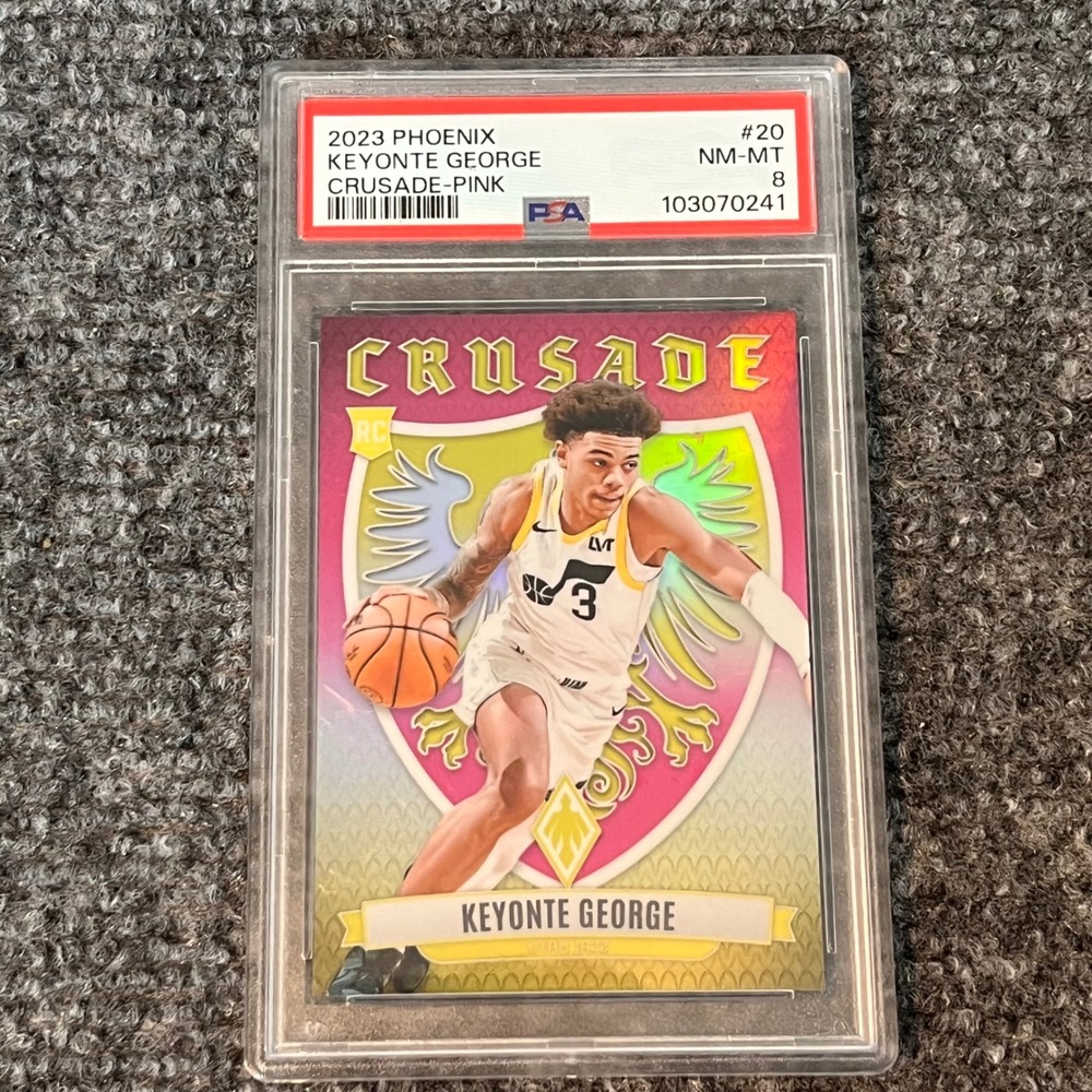 2023 Panini Phoenix Keyonte George Crusade Pink RC /99 PSA 8 Utah Jazz #20